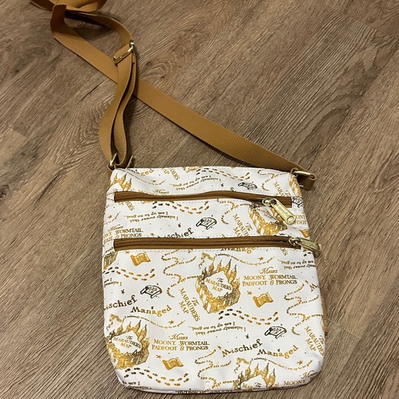 Loungefly Handbags - Loungefly Mischief Managed Crossbody Bag - White and Gold